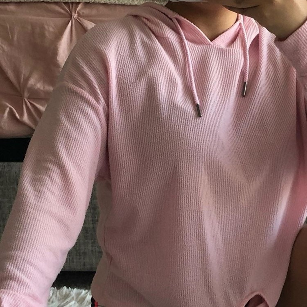 Crop pink hoodie/ long sleeve